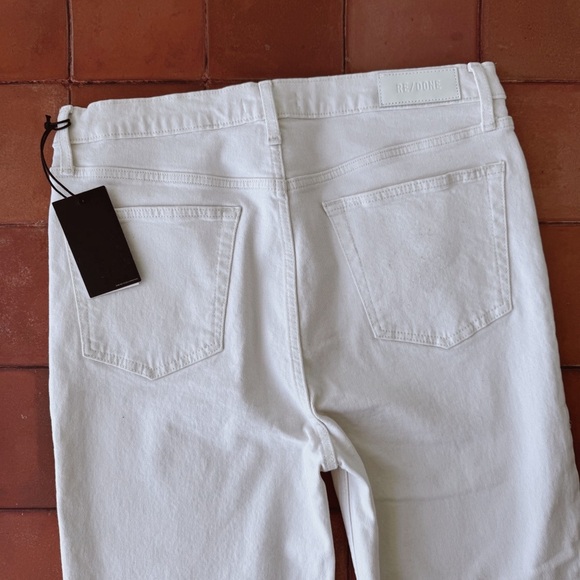 Sz 31 RE/DONE 70s Ultra High Rise Stove Pipe Raw Hem Jeans In Vintage White NWT - Picture 4 of 7